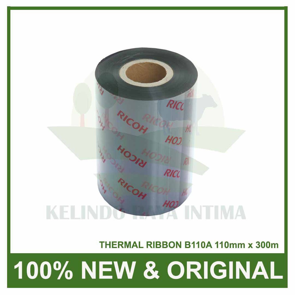 

RIBBON LABEL BARCODE WAX RESIN 110 mm X 300 mm ORI RICOH (B110A) FACE OUT