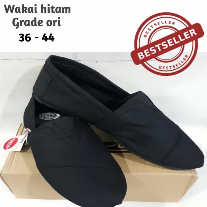 SS6 SEPATU WAKAI FULL BLACK Original Premium