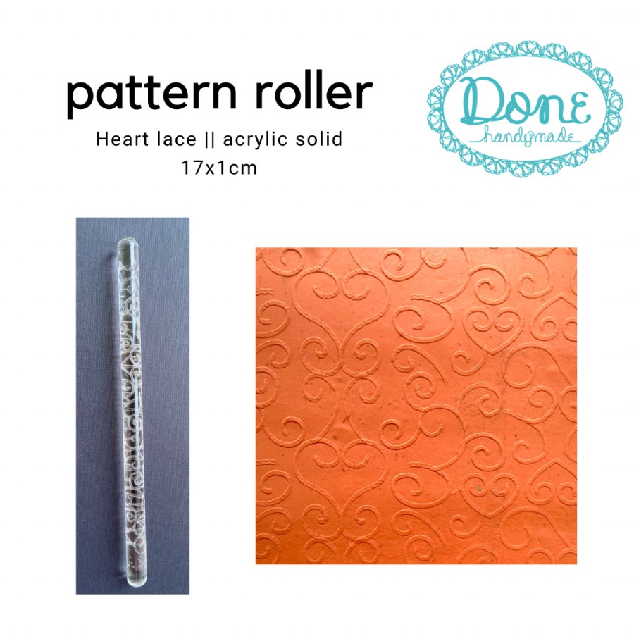 Clay roller motif pattern roller heart lace alat clay fondant roller 6