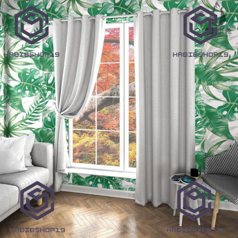 Wallpaper Sticker Dinding Monstera Hijau Daun Salak 10mx45cm