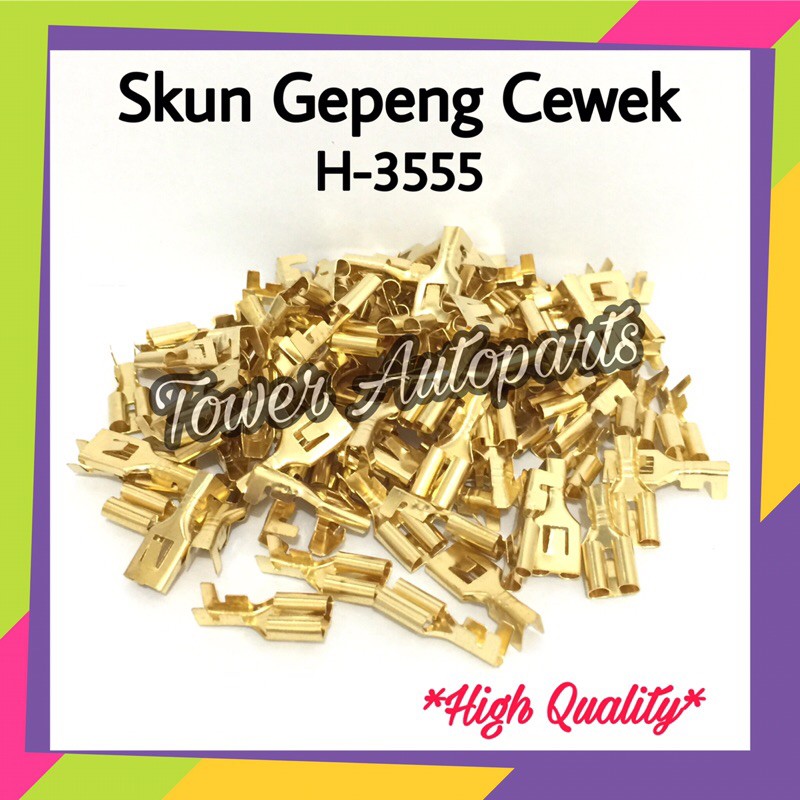 (Paket Murah 100pcs) Terminal Skun Gepeng Cewek / Cewe / Female / Perempuan H-3555