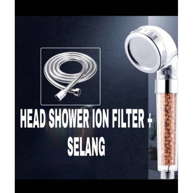 Kepala Shower Head Shower ION Filter 3Fungsi + Selang 140cm