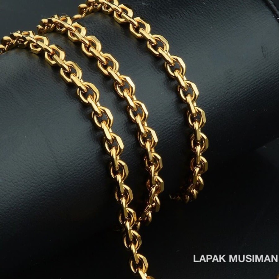 [Bayar di Tempat] KALUNG PRIA TITANIUM GOLD MODEL ROLO