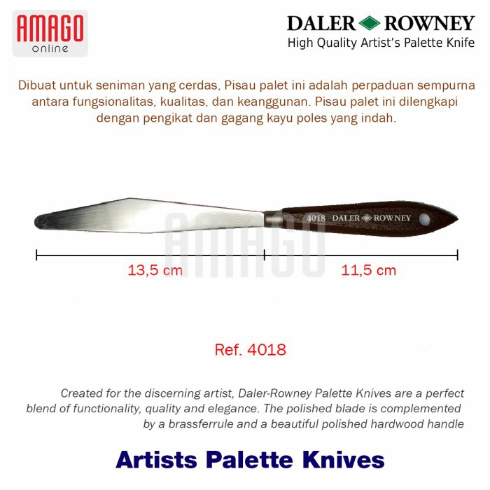 PISAU PALET DALER-ROWNEY - ARTISTS PALETTE KNIFE - No 18 - 803004018