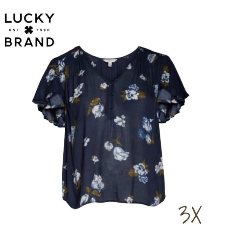 Lucky brand floral flutter sleeve