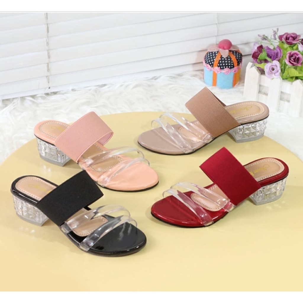 Arlaine - Kristal Anak sandal anak perempuan / Heels Jelly / Heels Transparan / Couple Ibu dan Anak Perempuan