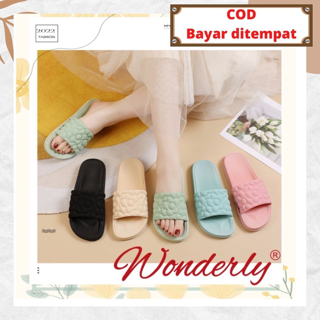 Sendal Selop Karet Wanita Wonderly Sandal Slop Cewek | V202-A38