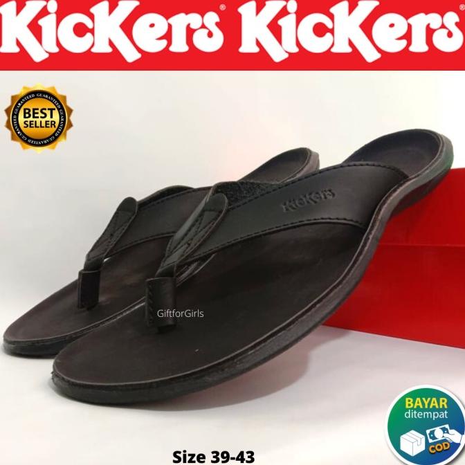 Kickers Original Sendal Jepit Kulit Asli Pria Sandal Cowok Formal