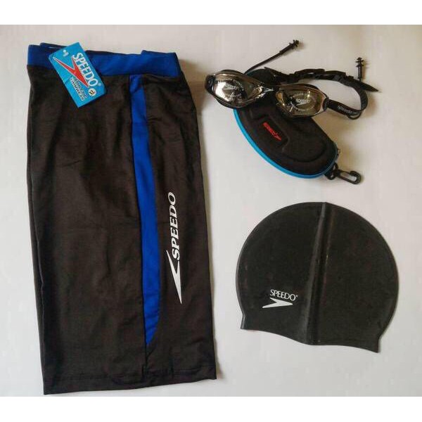Paket celana renang speedo+kacamata renang speedo LX+topi renang speedo