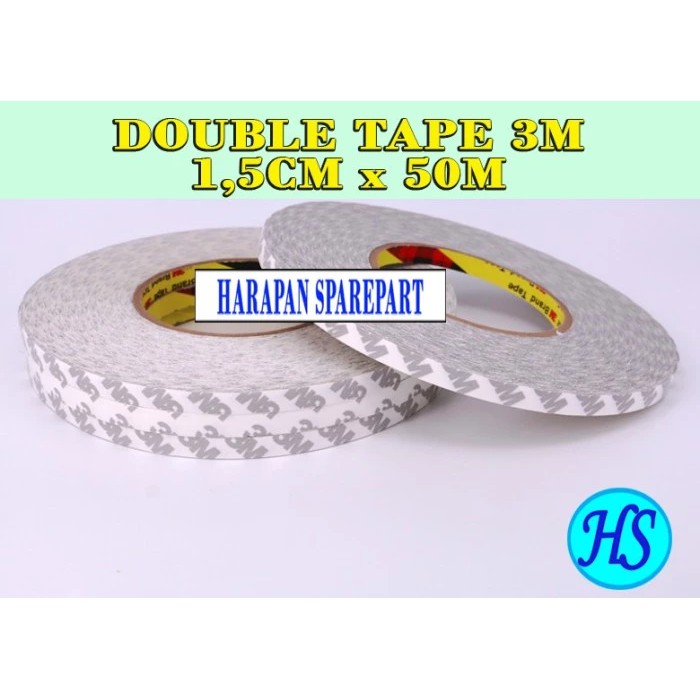 

Double tape 3M Isolasi Bolak Balik tisu tipis 1,5CM x 50 Mtr isolasi Lampu Backlight TV