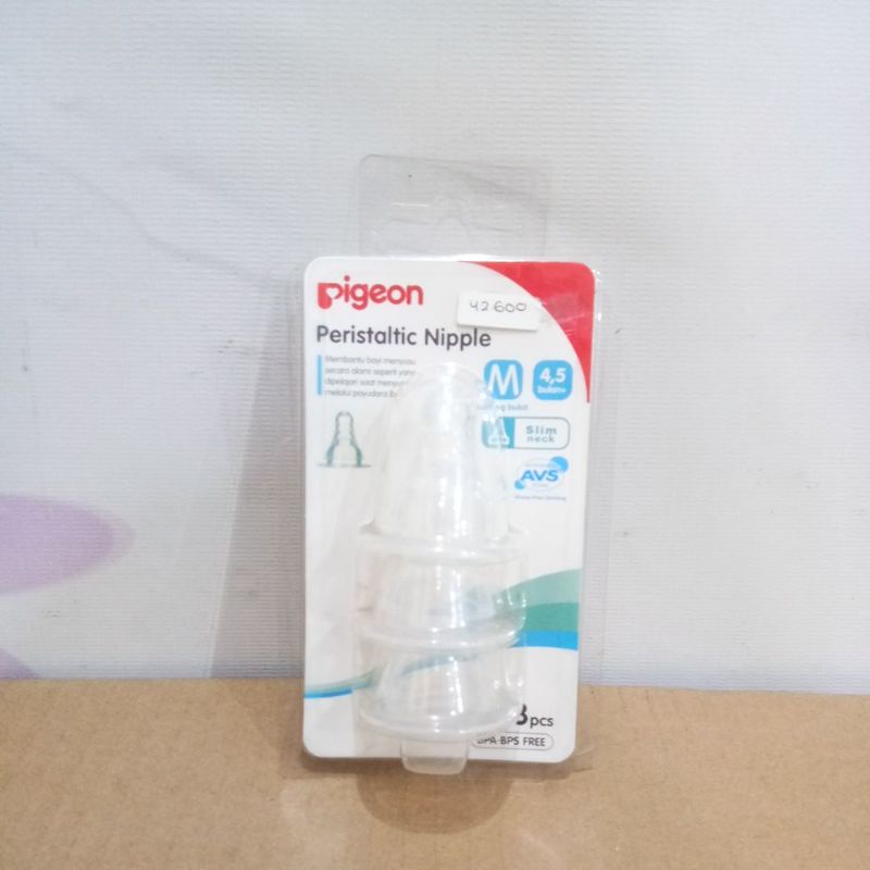 PIGEON PERISTALTIC NIPPLE SLIM NECK 3PCS S, M, Y, L