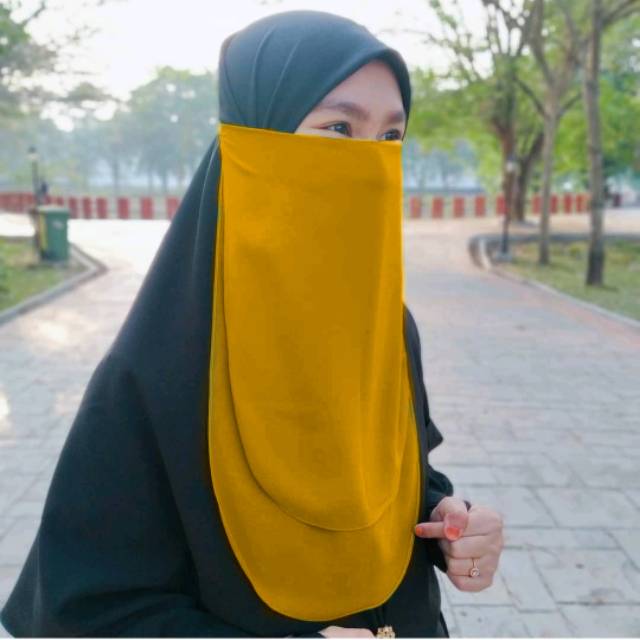 CADAR NIQOB NIKAB NIQAB TALI DUA LAYAR ATAU DUA LAPIS DIAMOND CREPE BISA COD