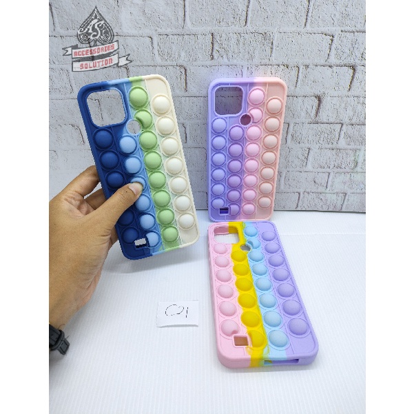 SILICONE CASE POP IT REALME 6 PRO - CASE PENGHILANG STRESS PUSH IT BUBBLE CASE RAINBOW