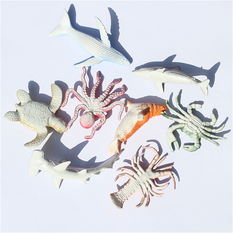 Whale 8pcs Mainan Model Ikan Paus Laut Bahan Plastik Untuk Anak