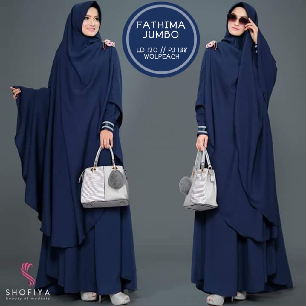 "FATIMAH SYARI JUMBO" GAMIS SYARI CANTIK DAN ANGGUN ORIGINAL SHOFIYA, KERUDUNG BESAR, TEBAL, JATUH