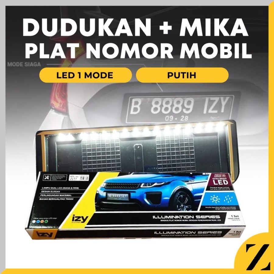 Dudukan Cover Plat Nomor Mika Mobil LED Akrilik Acrylic 1 WARNA 2pc