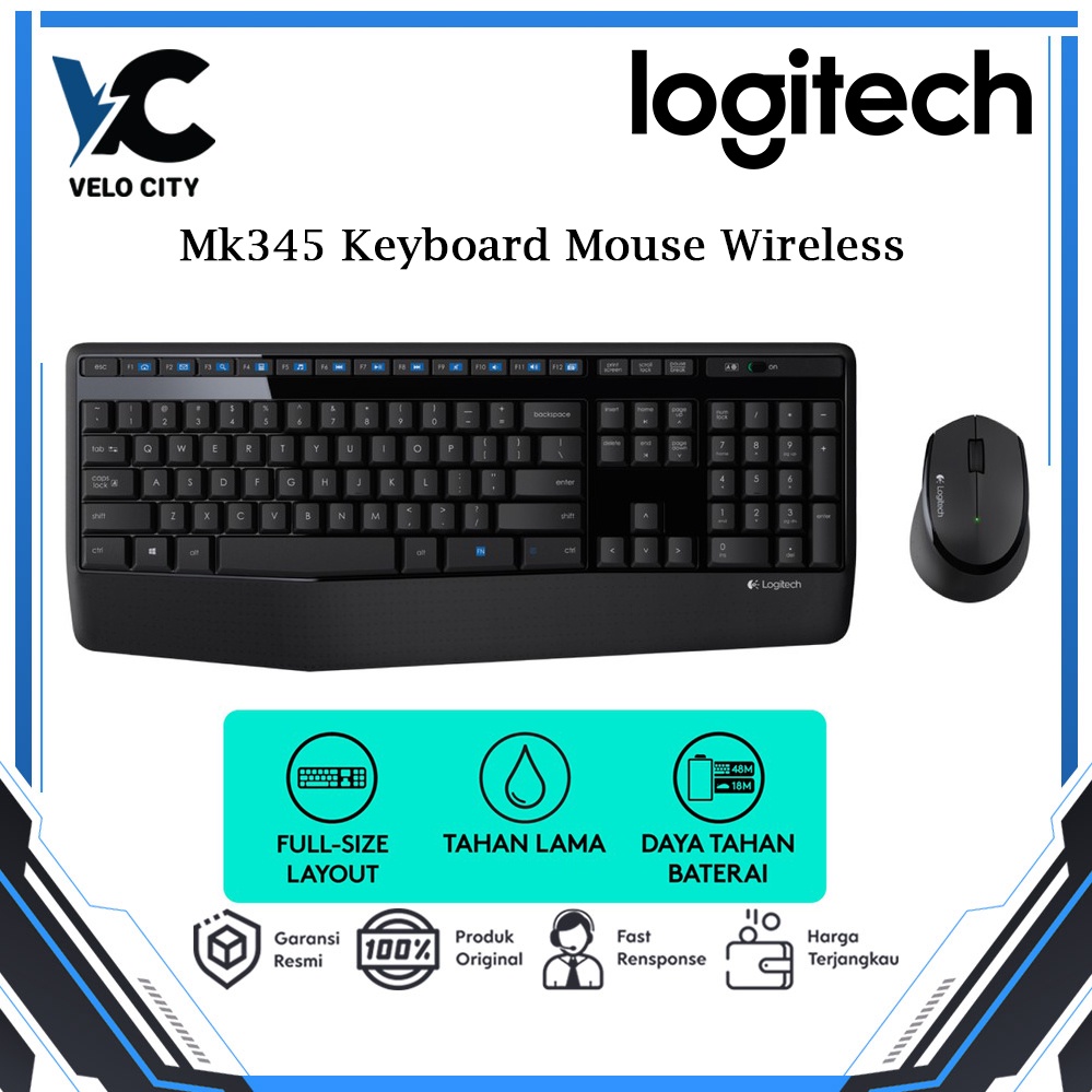 Logitech Mouse Keyboard MK345 Wireless Combo - Original Garansi 1 Tahun