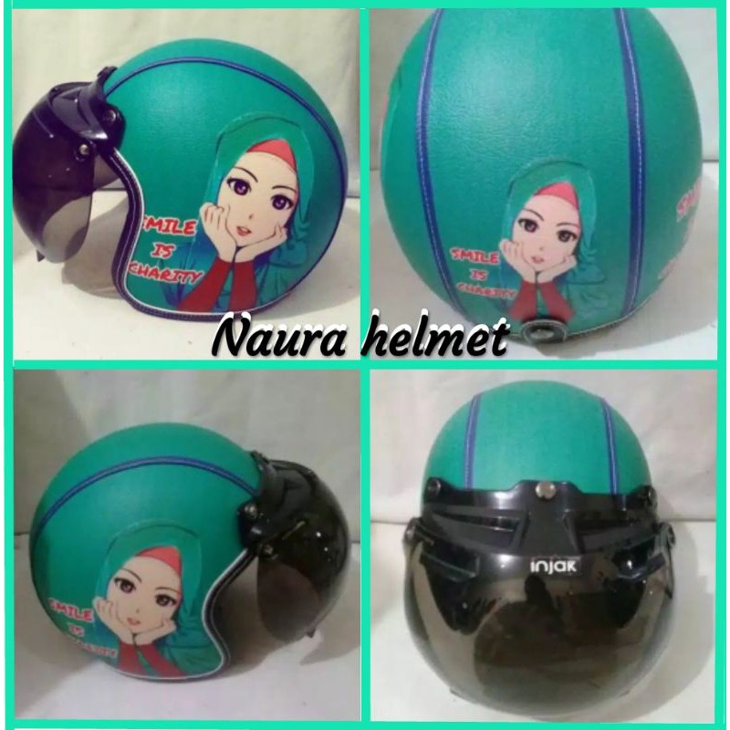 helm bogo retro dewasa motif cewe hijab