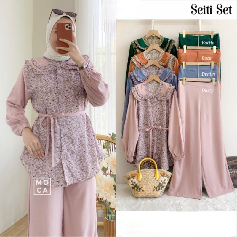 [COD] setcel cringkle airflow bunga  BEST SELLER | setcel wanita | oneset wanita