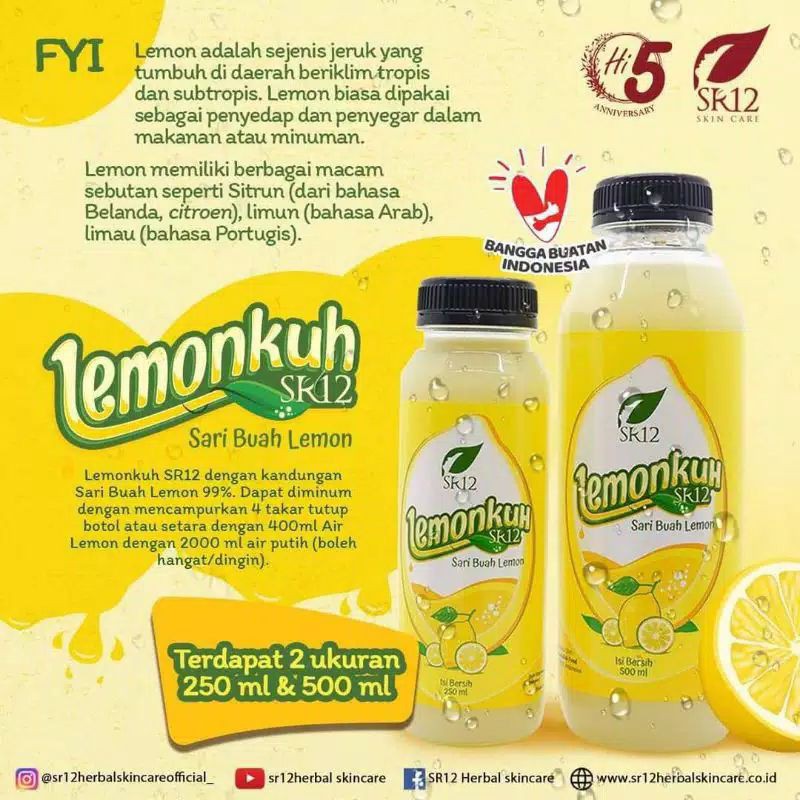 

LEMONKUH SR12 / SARI BUAH LEMON TERBARU/AIR LEMON MURNI
