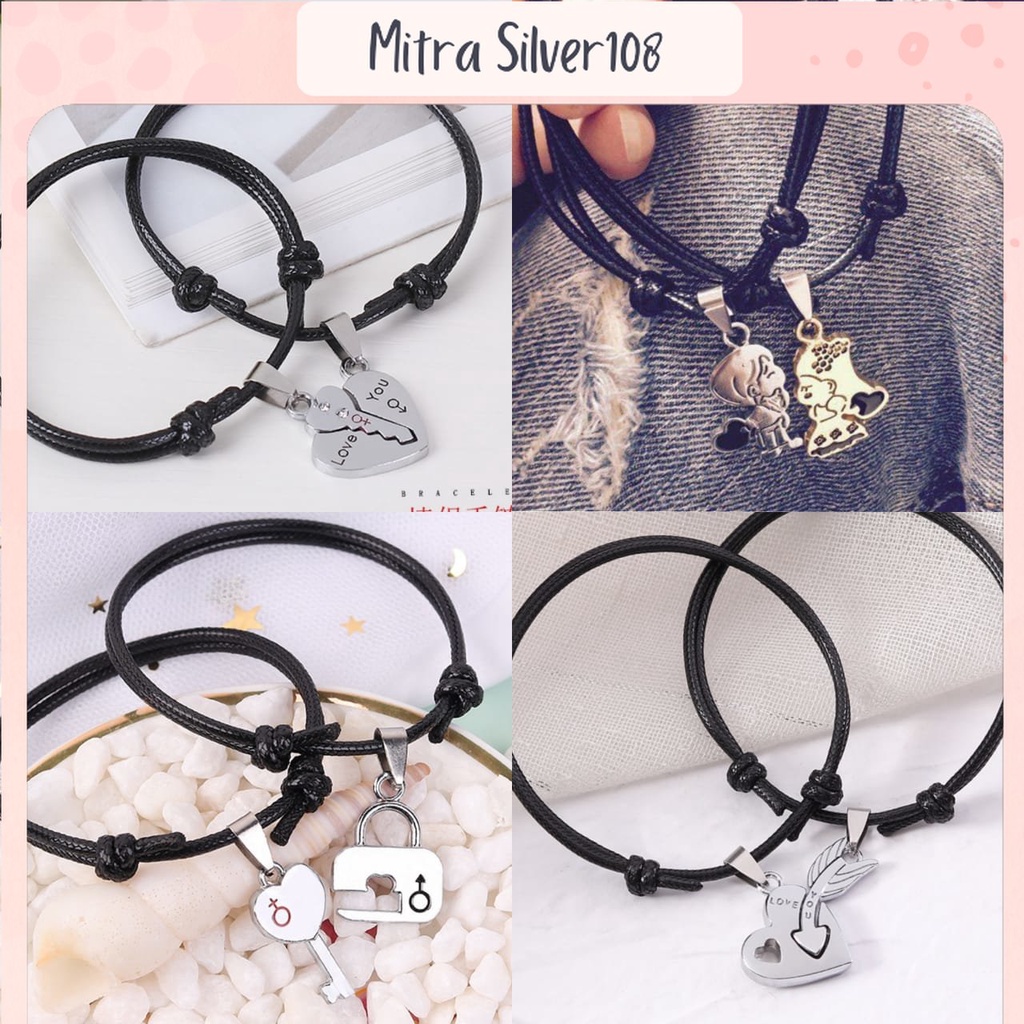 [MS108]  GL 46 Gelang Couple Liontin Pasangan | Gelang Couple Kekinian Ala Korea / Untuk Wanita  (2pcs/sepasang)