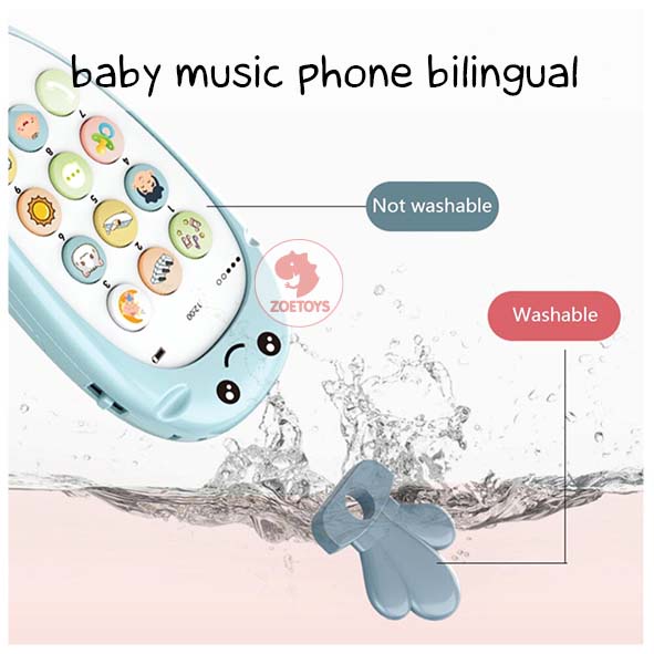 Zoetoys Baby Music Phone Bilingual | Handphone Carrot Teether Early Learning Sing Song | Telepon Kelinci Wortel Bunyi Belajar Bunyi dengan Lampu Musik Nyanyi HP Bayi | Mainan Edukasi Anak