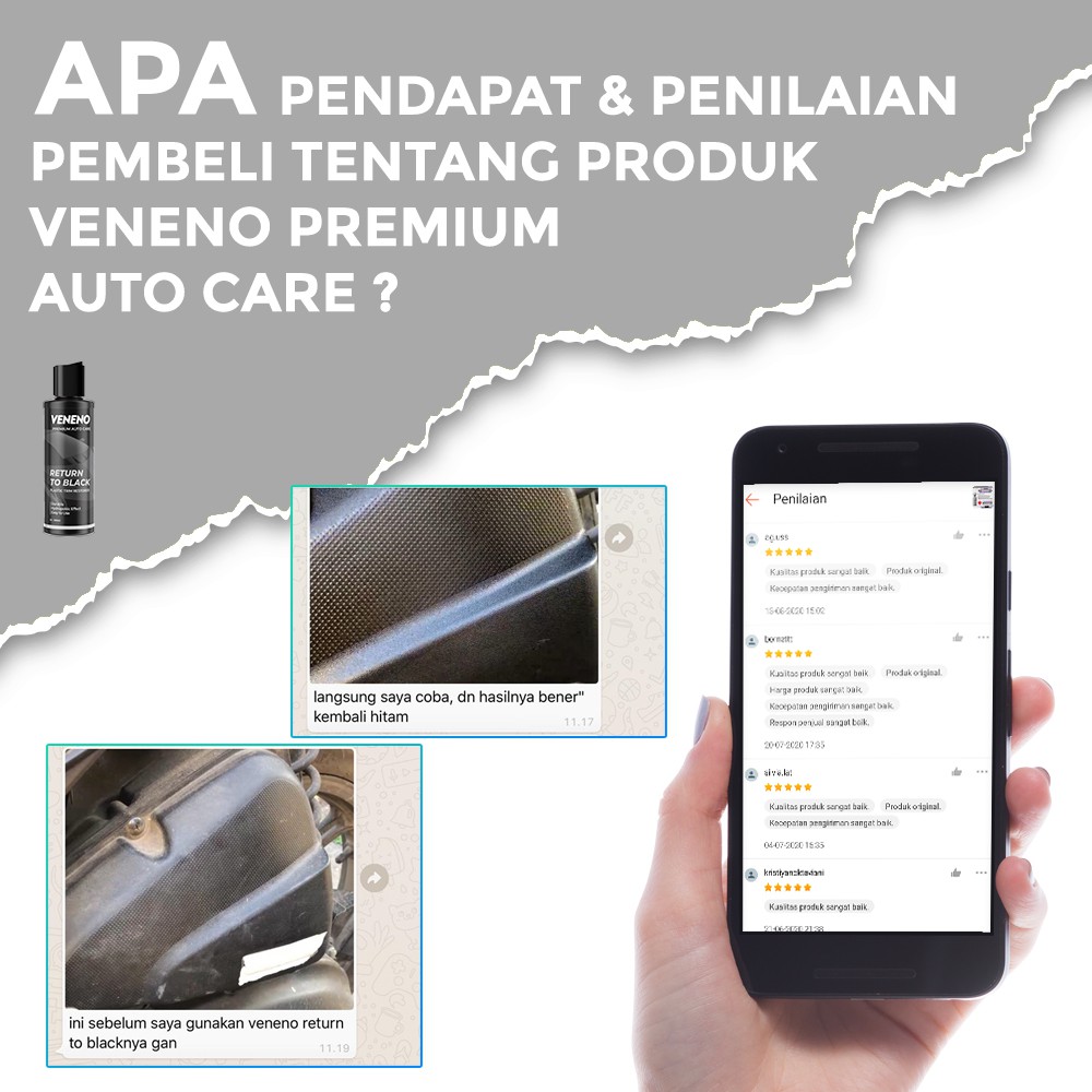 Veneno Retun To Black - Penghitam Body Plastik Trim Pudar Pada Motor / Mobil Permanen