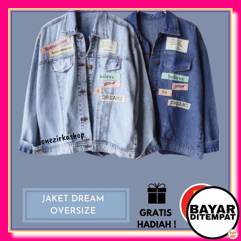Jaket Oversize Jumbo Denim Korea Jins Jacket Jeans Wanita Cewek OS512  Levis Dream Denim Bisa Cod