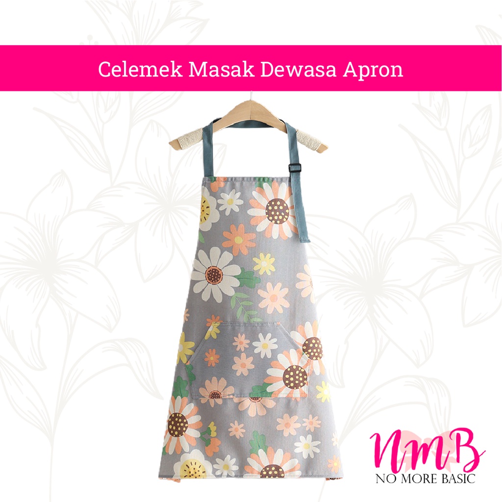 Celemek Masak Dewasa Apron Motif Polos &amp; Floral