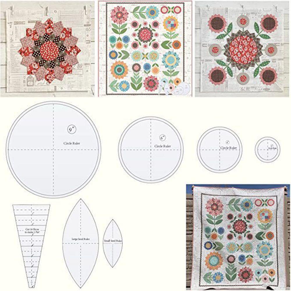 [Elegan] Sunflower Quilt template Set Penggaris Pemotongan Santai Akrilik Mudah Digunakan Jahitan template