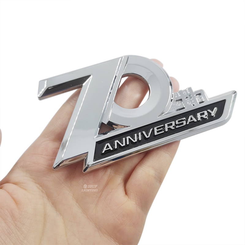 1pc Stiker Emblem Logo 70th ANNIVERSARY Warna Silver Glossy Untuk Dekorasi Mobil