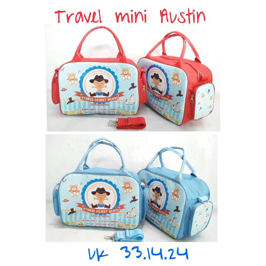 Travel Mini AUSTIN Custom ECO/tas travel custom/tas belanja/tas travel anak/tas travel karakter/tas 