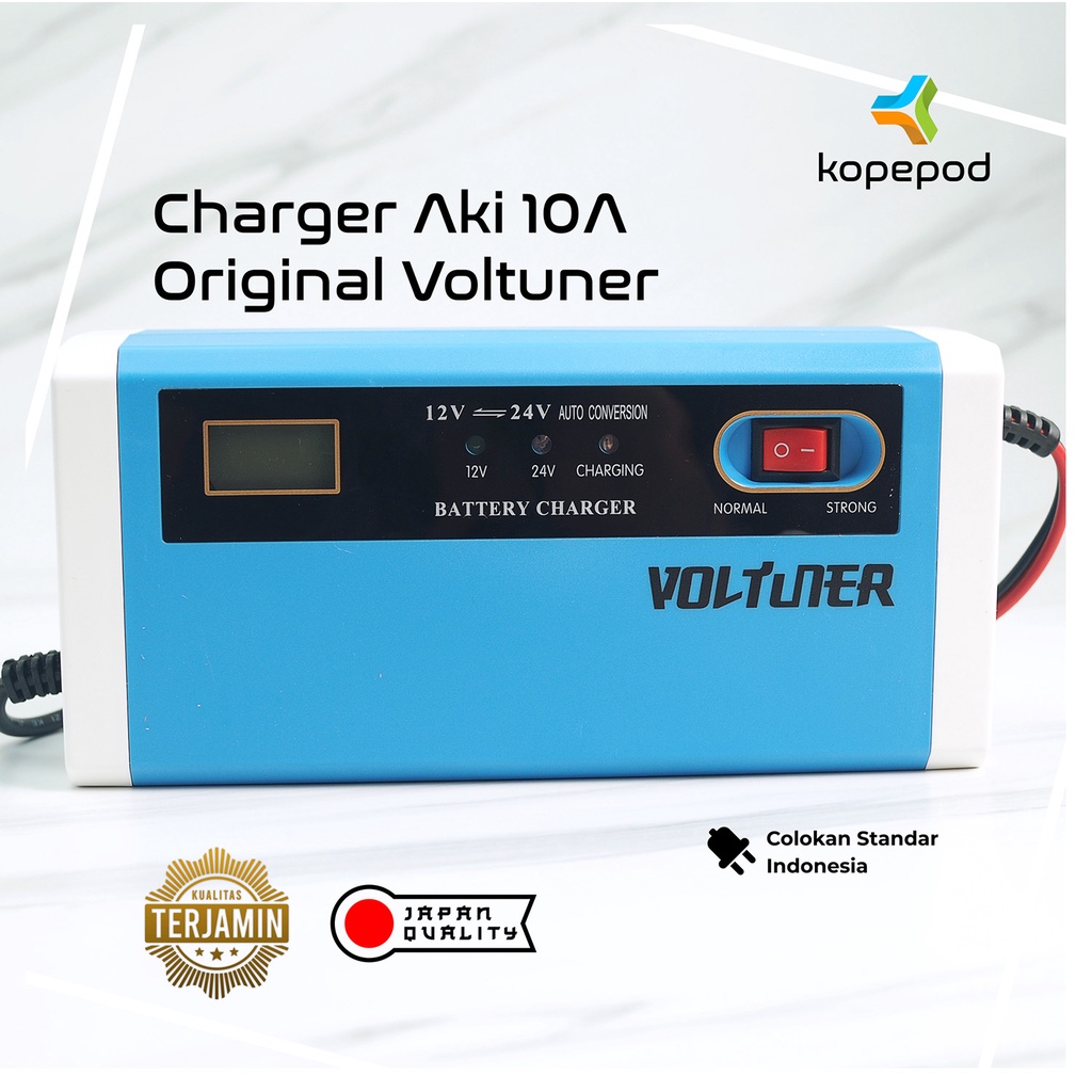 Voltuner Cas Aki Charger Aki 12 v dan 24 v 10 ampere PURE dan Original Brand