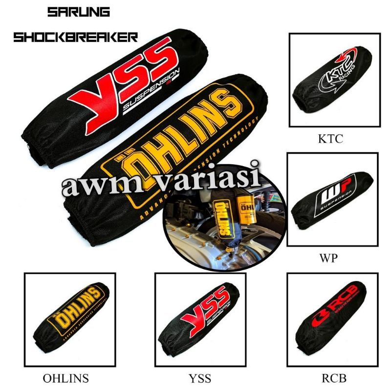 SARUNG SHOCK BREKER COVER  SHOCKBREAKER COVER SHOCK BELAKANG MOTOR UNIVERSAL BAHAN PERASUT PREMIUM WATER PROOF KARET KUALITAS ANTI KENDOR