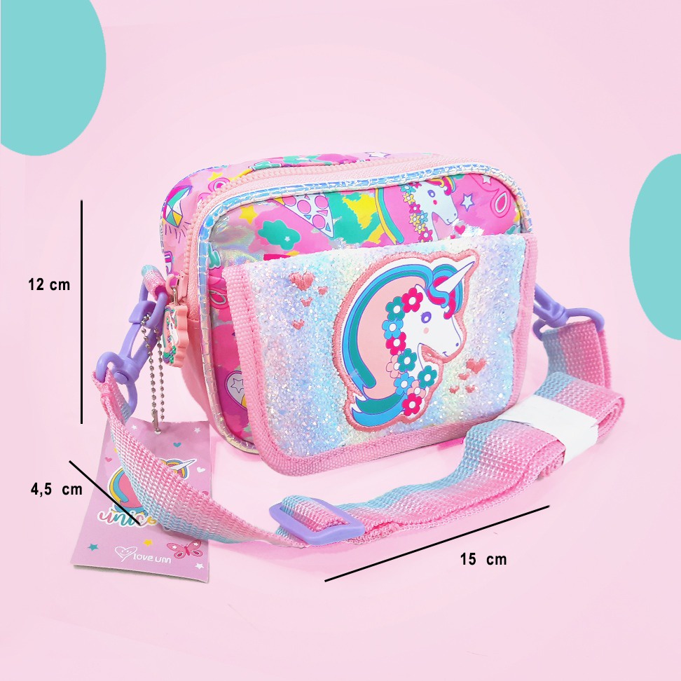 VEST TAS ANAK SELEMPANG GLITTER UNICORN U2024