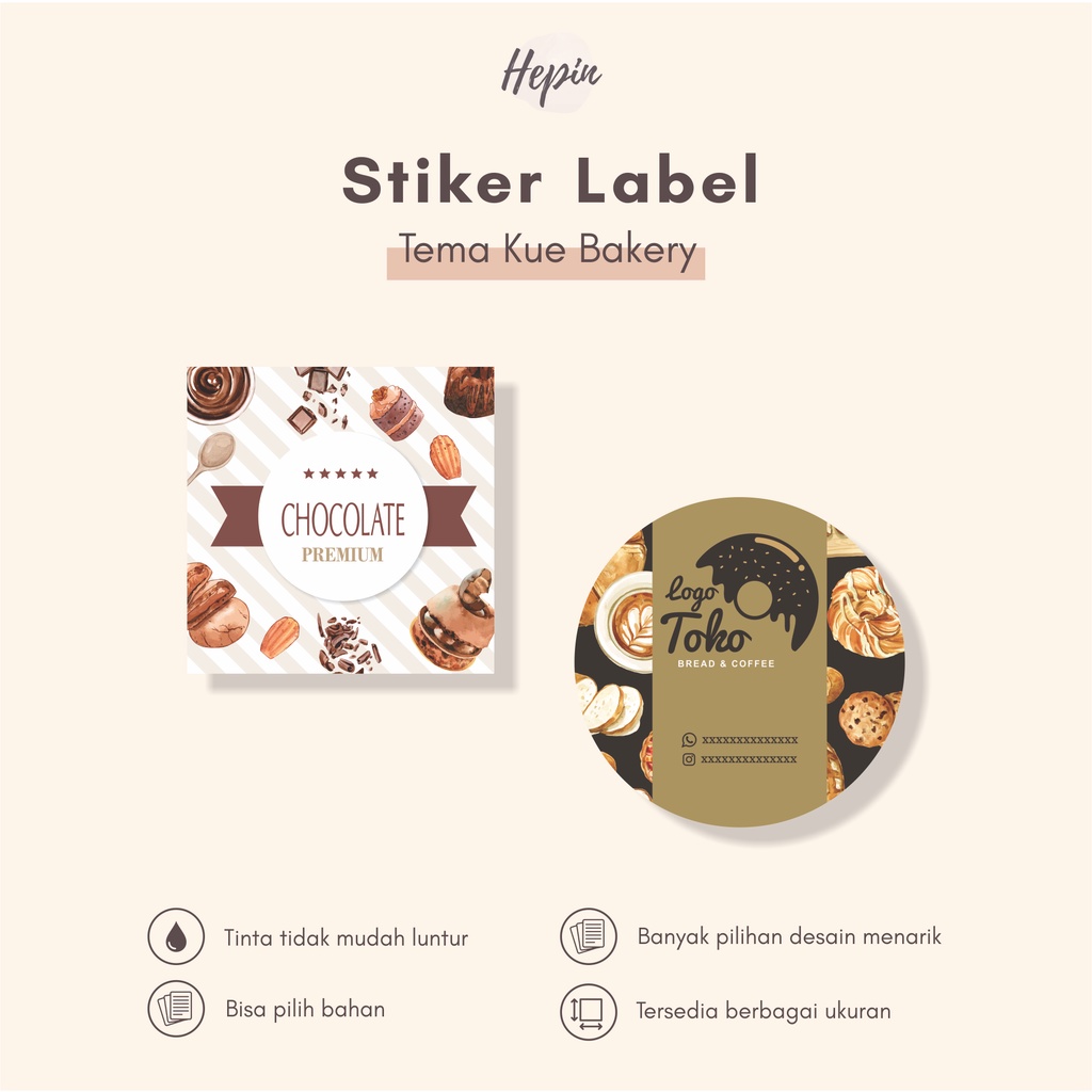 Cetak Stiker Label BAKERY Toples Jar Kue Kering Hampers Kado