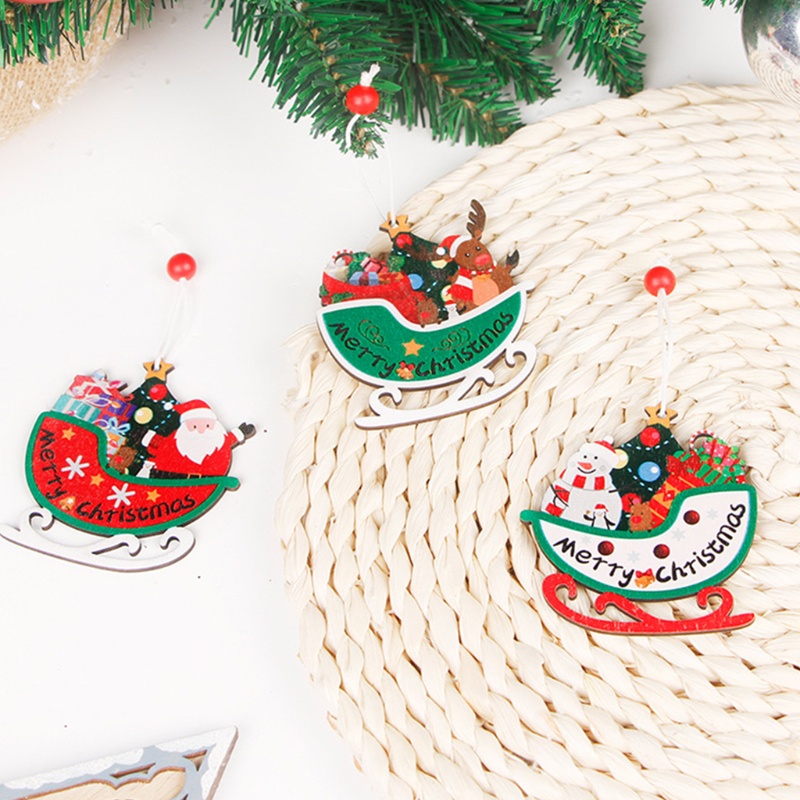 3pcs Ornamen Liontin Gantung Desain Santa Snowman Untuk Pohon Natal