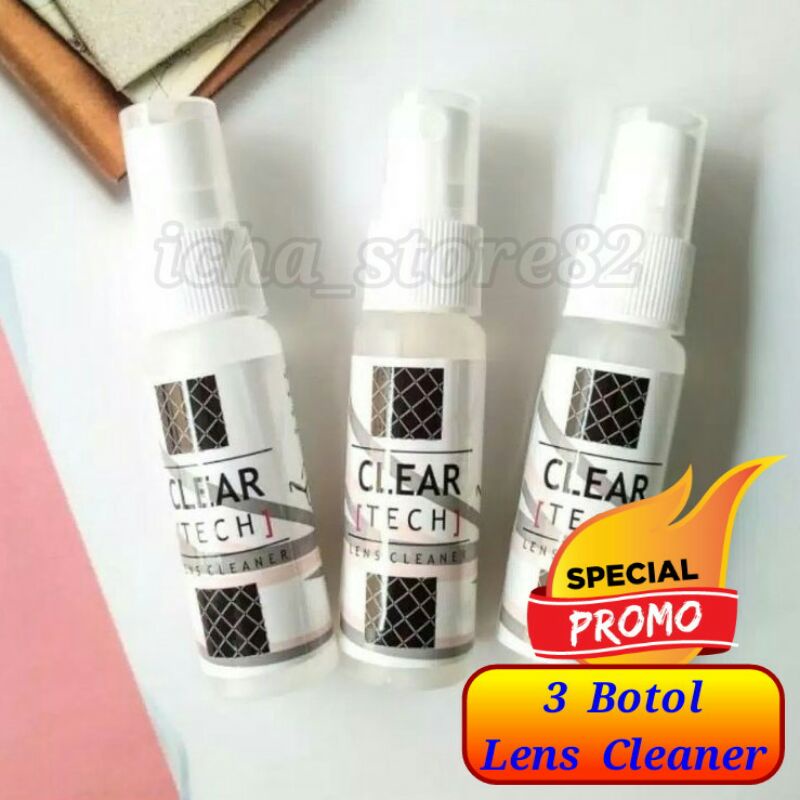 (3 botol x 30ml) Cairan pembersih Lensa kacamata Spray lens Cleaner CLAIRE / CLEAR TECH / NEW GLOW