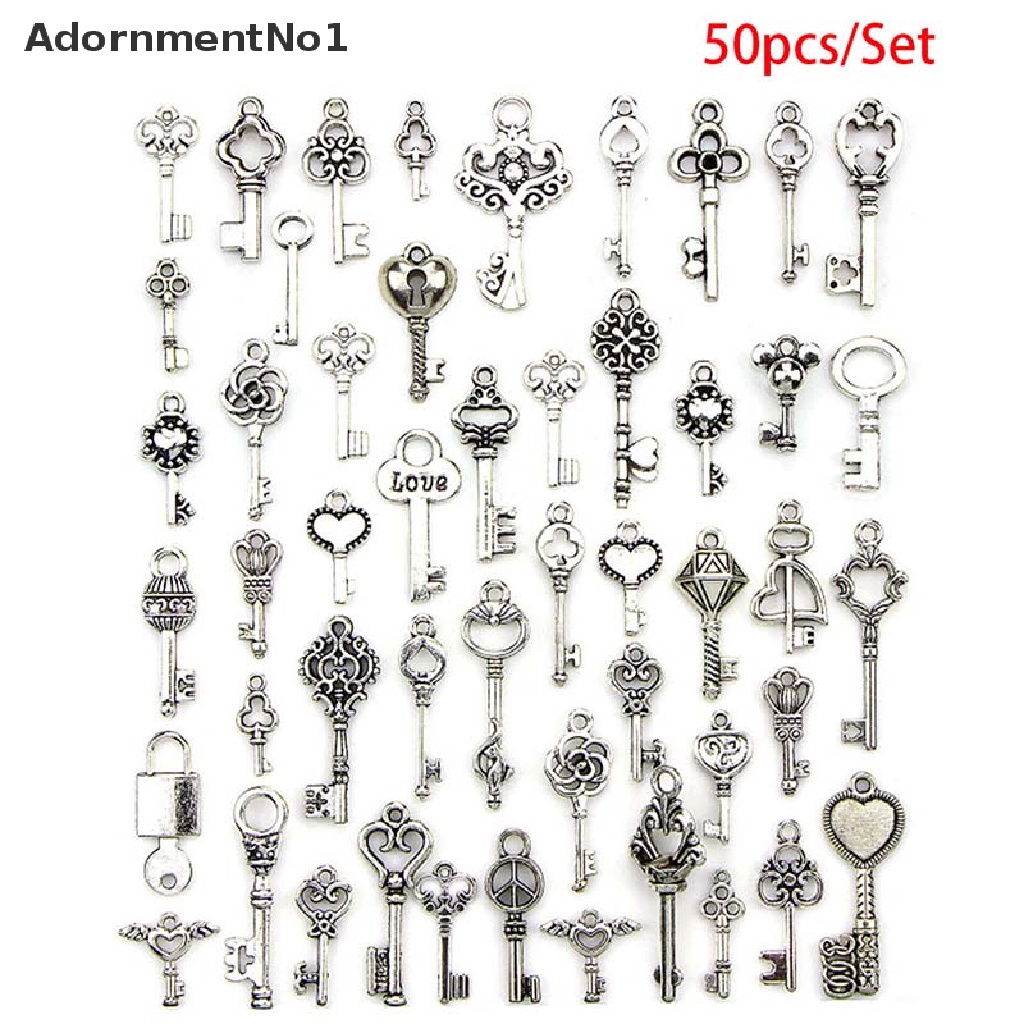 (AdornmentNo1) 50pcs Liontin Bentuk Kunci Model Tibet / Antik Untuk DIY Perhiasan