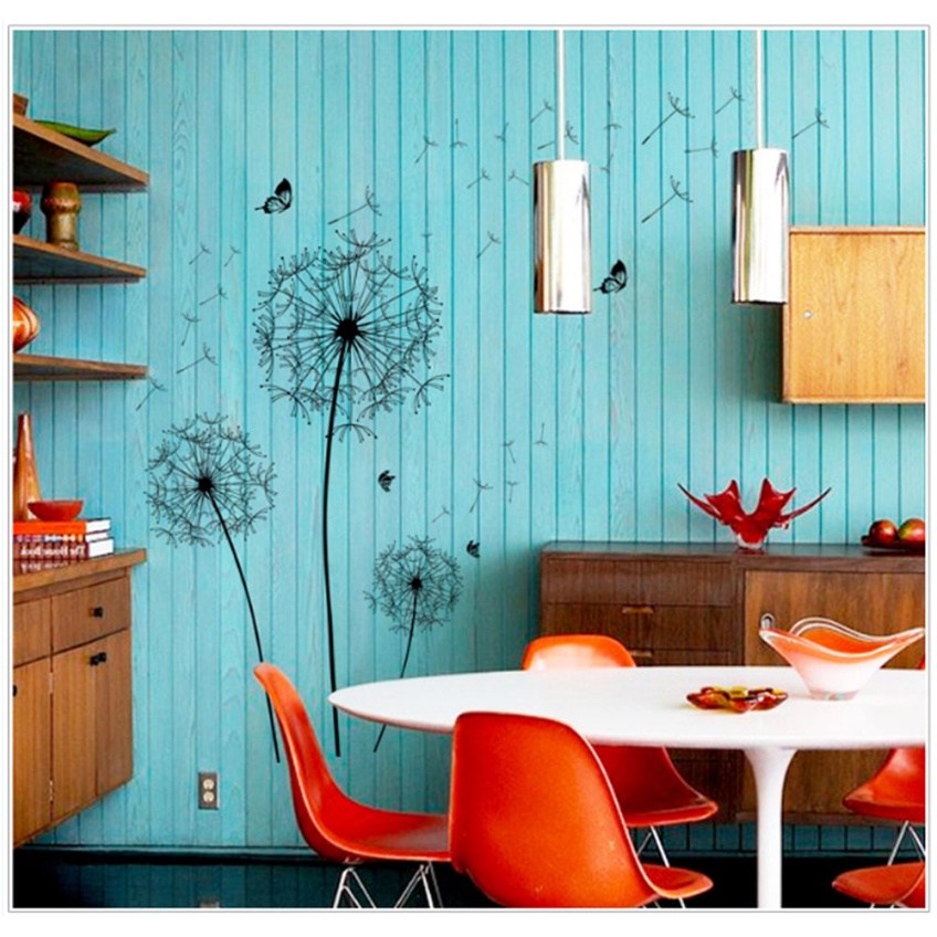 Wall Sticker Wallpaper Dinding Motif Bunga Dandelion Hiasan Murah