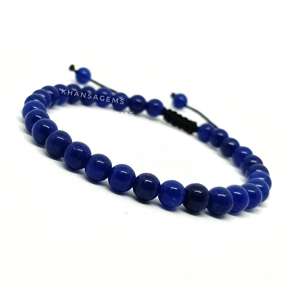 Gelang tangan batu giok Biru kristal diameter 6 mm