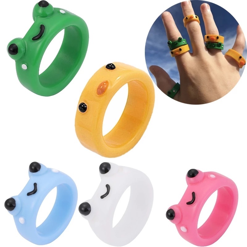 Cincin Anak Desain Kartun Hewan Katak Ayam Lucu Kreatif Untuk Travel / Pesta / Hadiah / Musim Panas