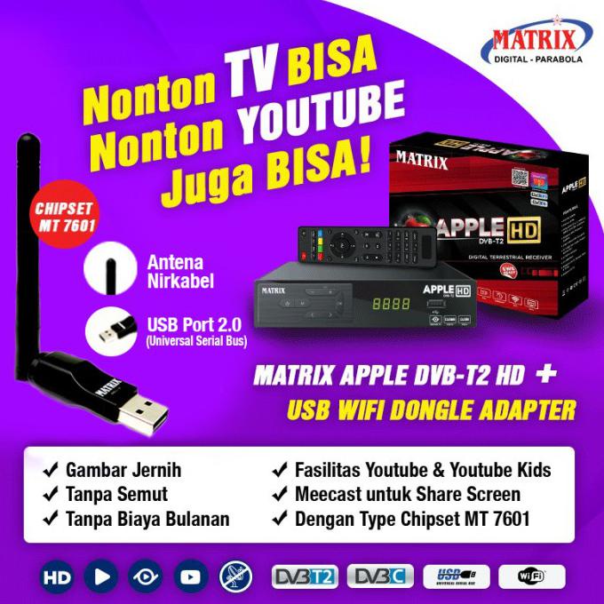 Receiver Matrix Apple DVB T2 Digital Full HD - Merah/Youtube