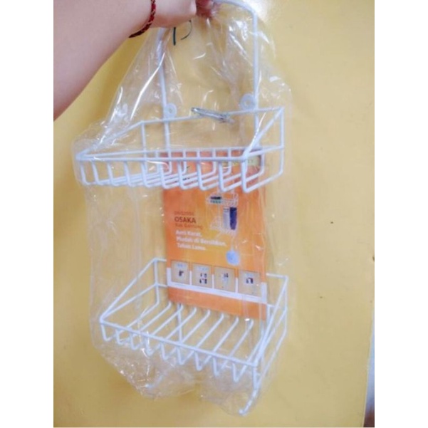 Rak Sabun Kawat anti karat/ Rak Serbaguna Tempel Kawat Osaka