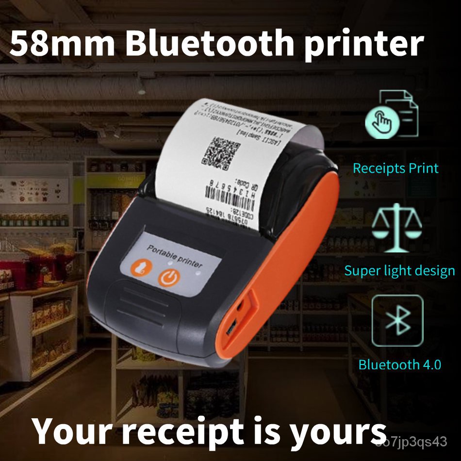 

Portable Receipt Printer Bluetooth Thermal Mini Wireless Note Phone 58mm Printers Android IOS PC Fre