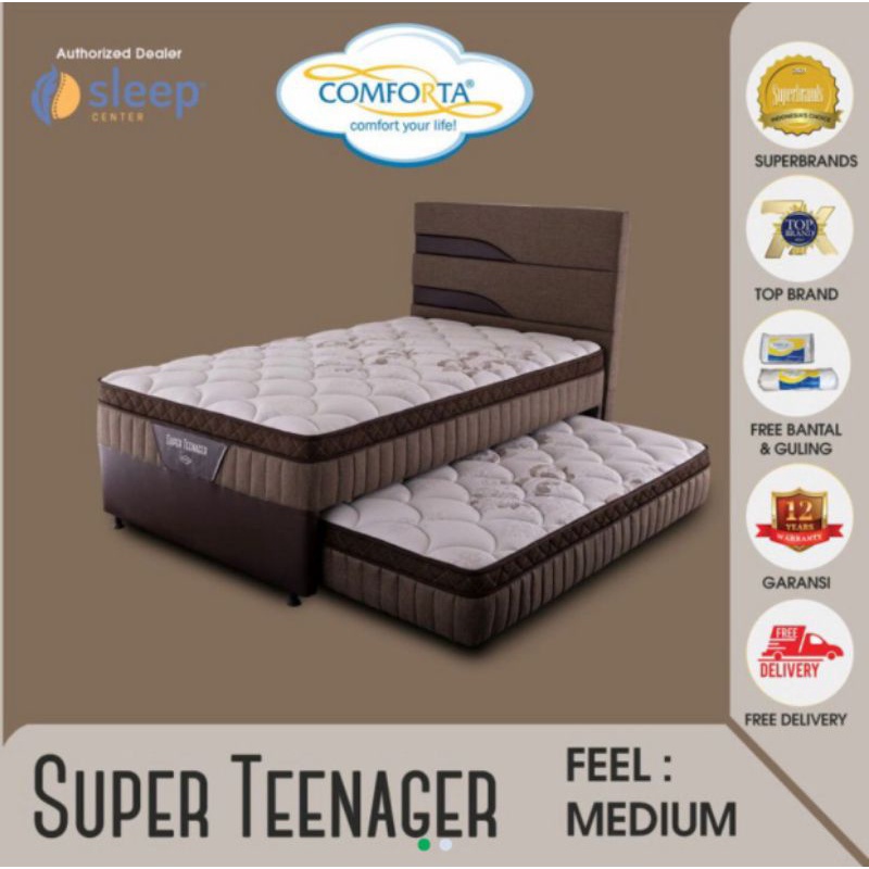 Kasur Springbed Comforta Super Teenager sorong 2in1 Full Set 120 / 100 / 90