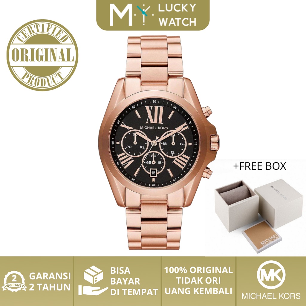 [ Ori - Garansi 2 Thn ] MK5854 Series Black Rose GoldJam Tangan Pria dan Wanita