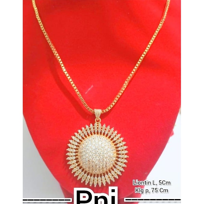 Kalung Plus Liontin Matahari Permata Mewah Cantik (COD)