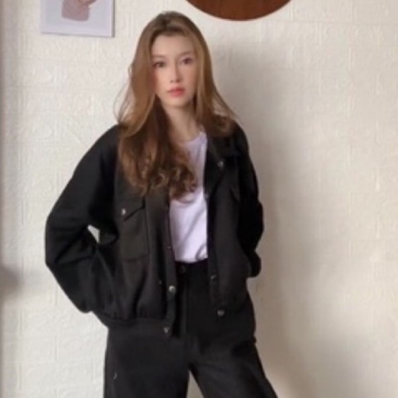 Olin Button Jacket Wanita XL Pleece Tebal Oversize