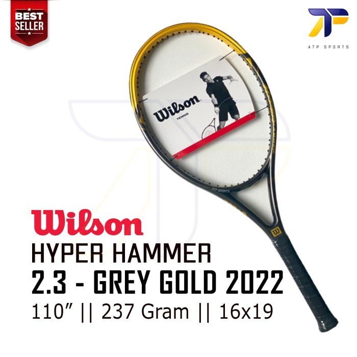 Raket Tenis Tennis Racket Wilson Hyper Hammer 2.3 2022 110 237 Gr Gram Black Gold Hitam